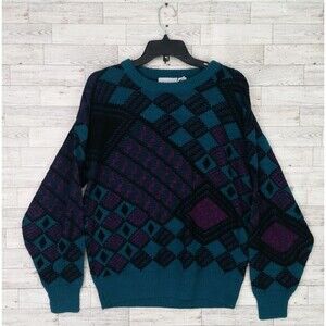 Vintage Graphix Sweater Mens 80s Cardigan Retro Grandpa Western Acrylic Size XL